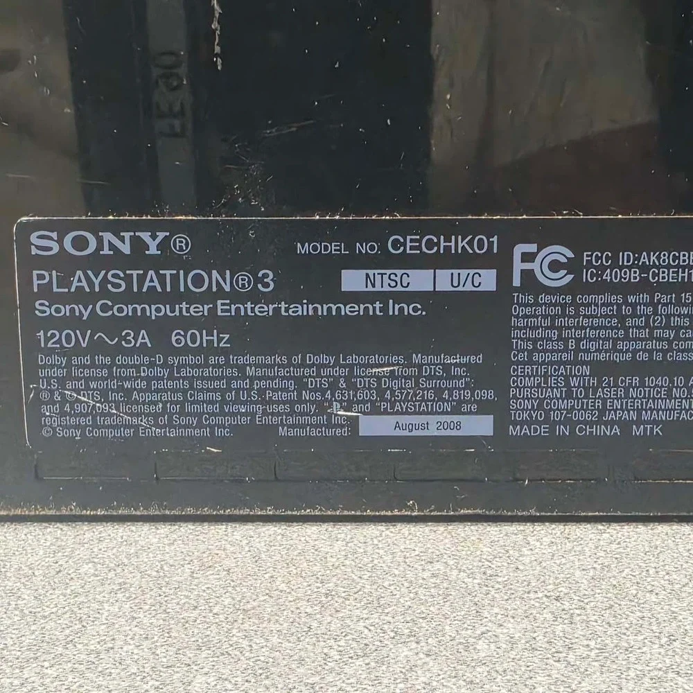 Sony PlayStation 3 Console PS3 Fat CECHK01 Black 80GB Model Tested WORKS!